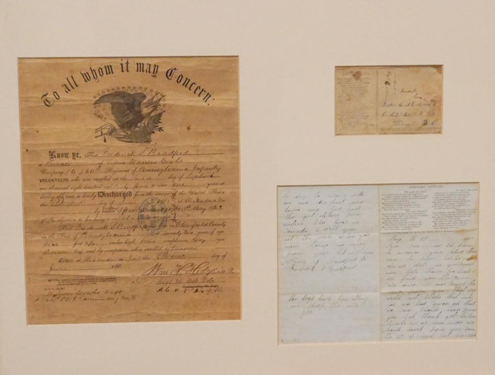 Framed Civil War Discharge & Letter (1 of 1)