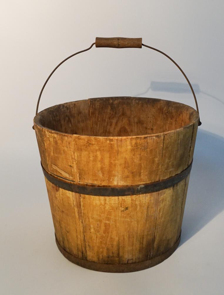 Antique Backcountry Painted Pine Bound Bucket (1 of 2)