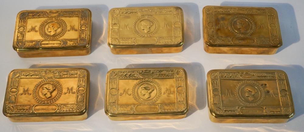 Six Antique Imperium Britannigum Brass Boxes (1 of 2)