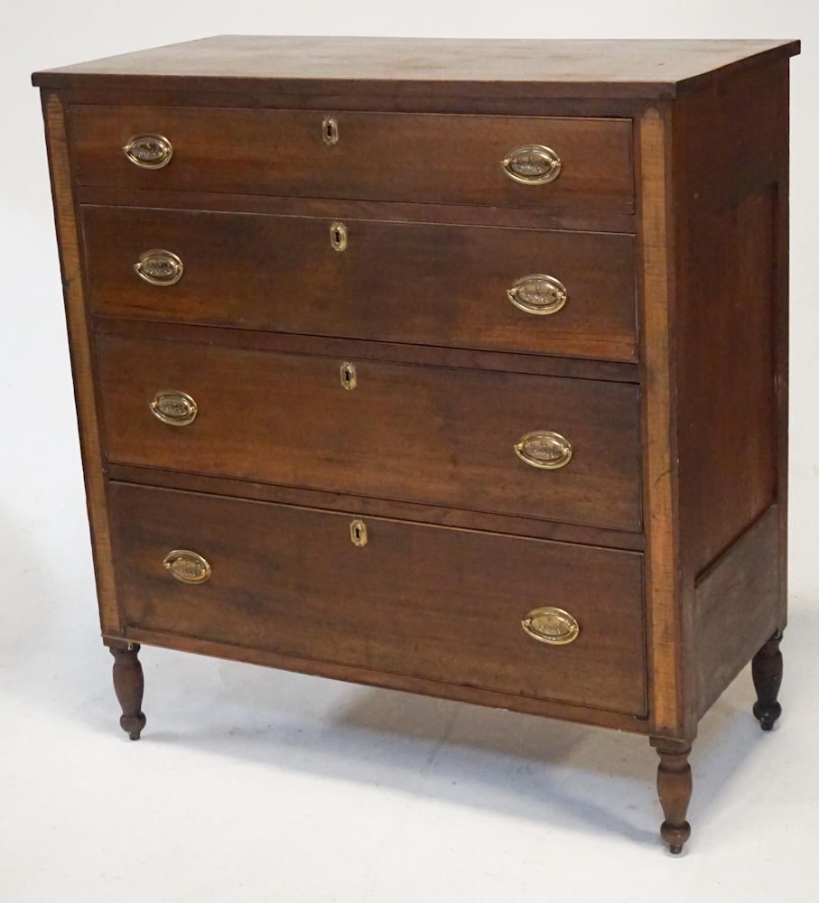 American Federal Inlaid Walnut & Tiger Maple Chest (1 of 6)