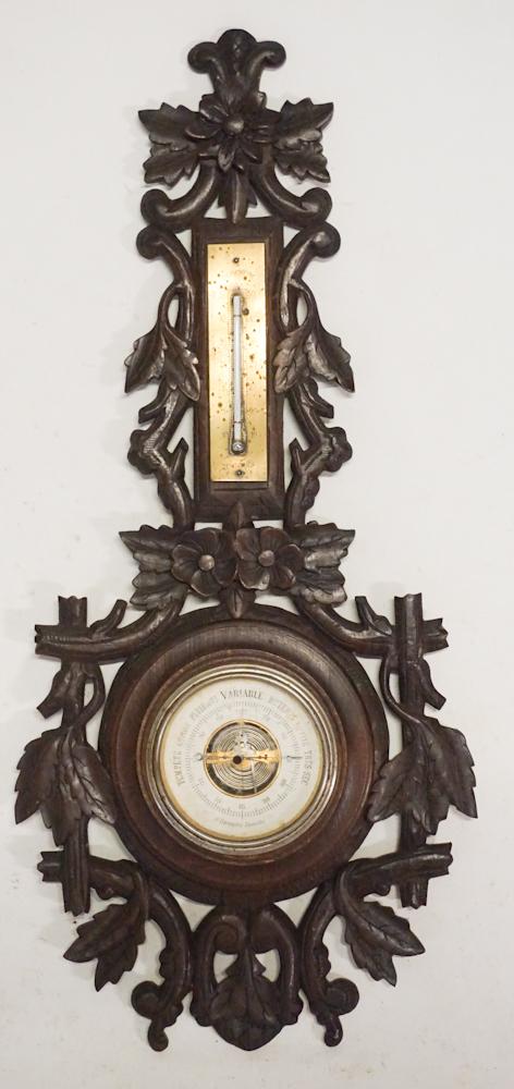 German Carved Walnut Rococo Style Wall Barometer (1 of 3)