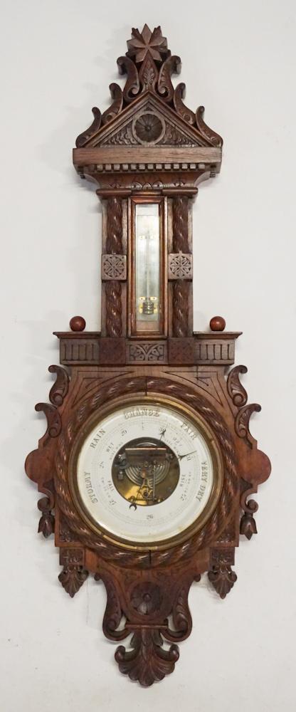 Rococo Style Continental Carved Oak Wall Barometer (1 of 4)