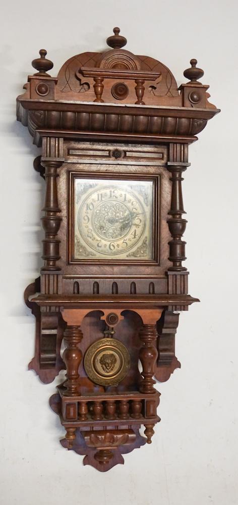 German Carved Mahogany Regulator Wall Clock (1 of 3)