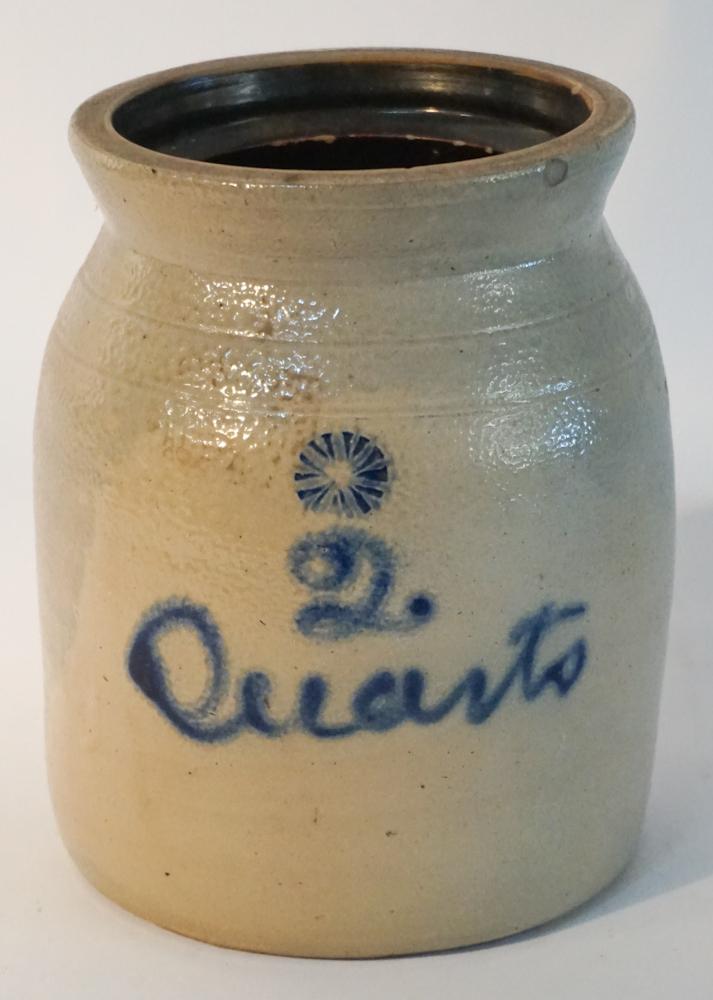 Antique American Decorated Stoneware Preserve Jar (1 of 2)