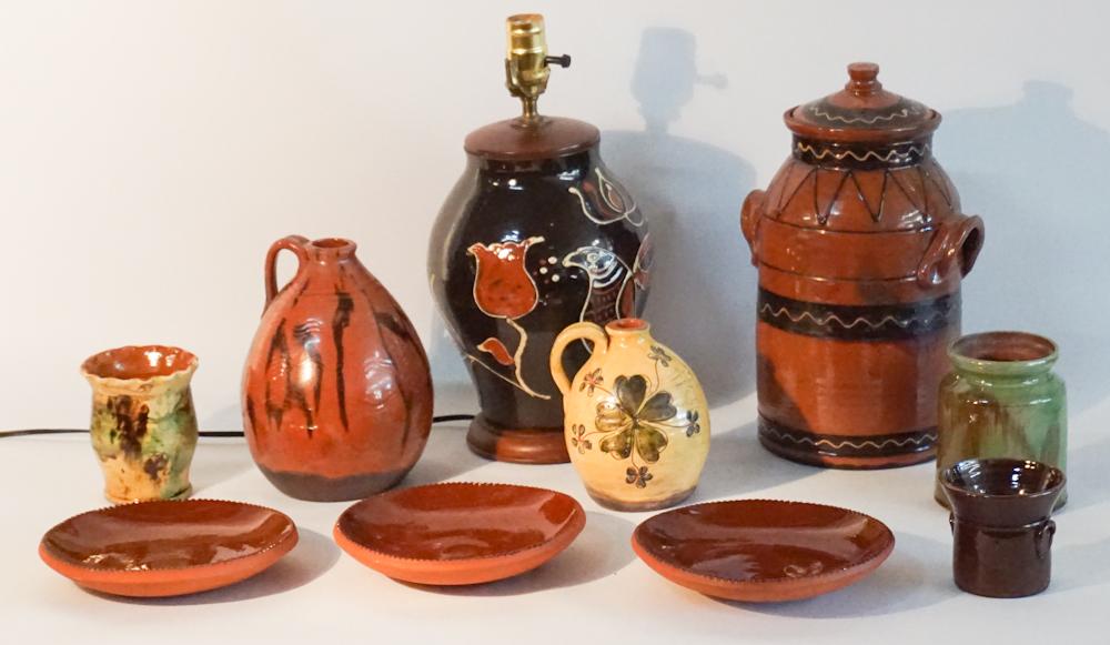 Quality Decorated American Redware Pieces (1 of 3)