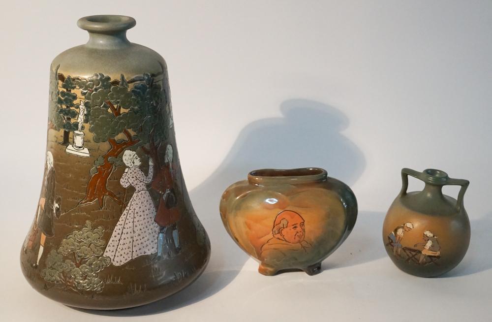 Three Weller Dickensware Art Pottery Vessels (1 of 4)