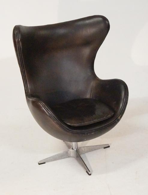 Mid Century Style Leather Swivel Egg Chair (1 of 2)
