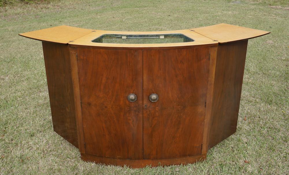 Mid Century Art Deco Walnut Bar & Accessories (1 of 6)