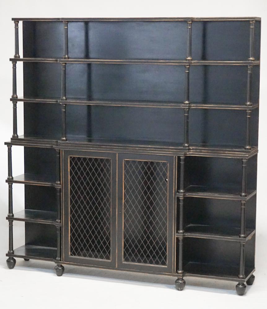 Edwardian Style Ebonized Step Back Bookcase (1 of 3)