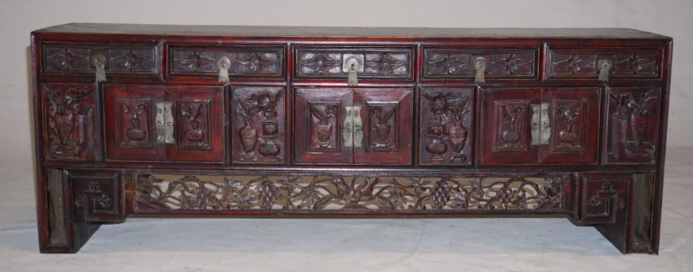Antique Chinese Carved Softwood Altar Cabinet (1 of 4)