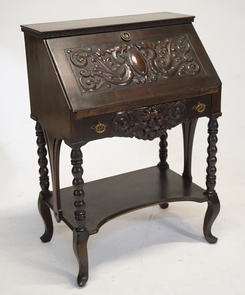 Renaissance Revival Carved Mahogany Desk (1 of 4)