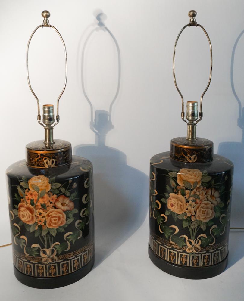 Pair Vintage Pottery Tea Canister Table Lamps (1 of 2)