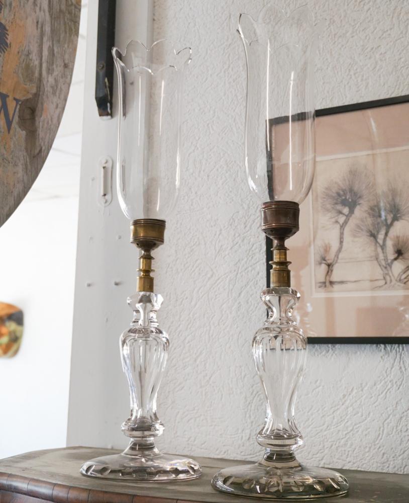 Quality Pair English Blown & Cut Glass Candlestick (1 of 3)