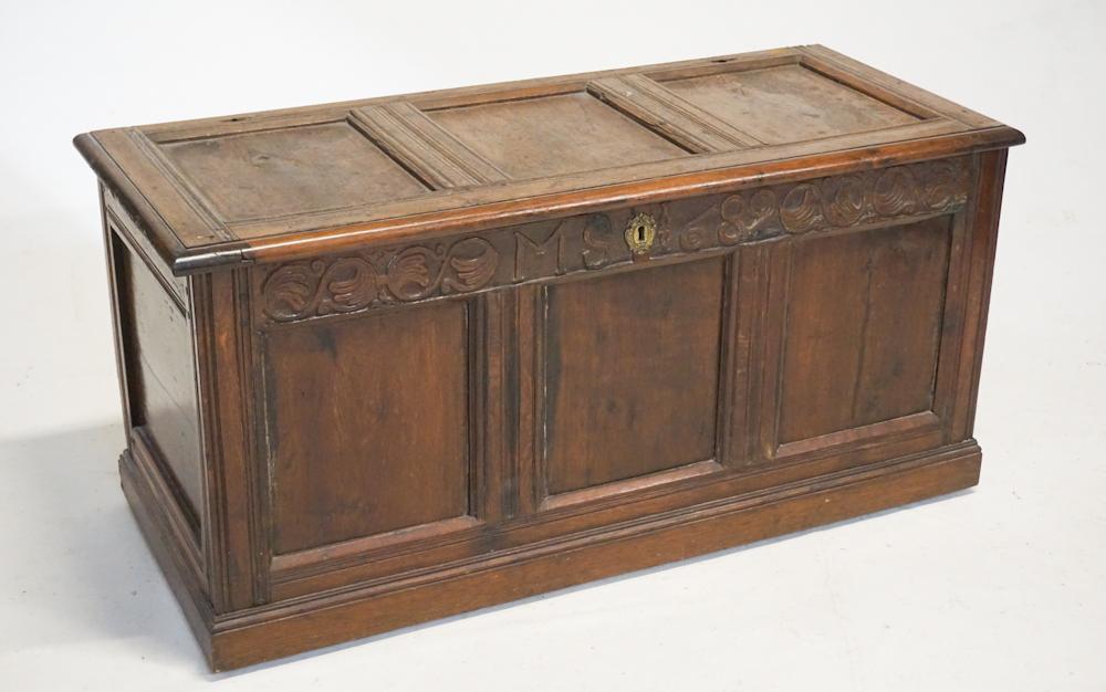 Jacobean Oak Blanket Box Date 1689 & Initial MS (1 of 4)