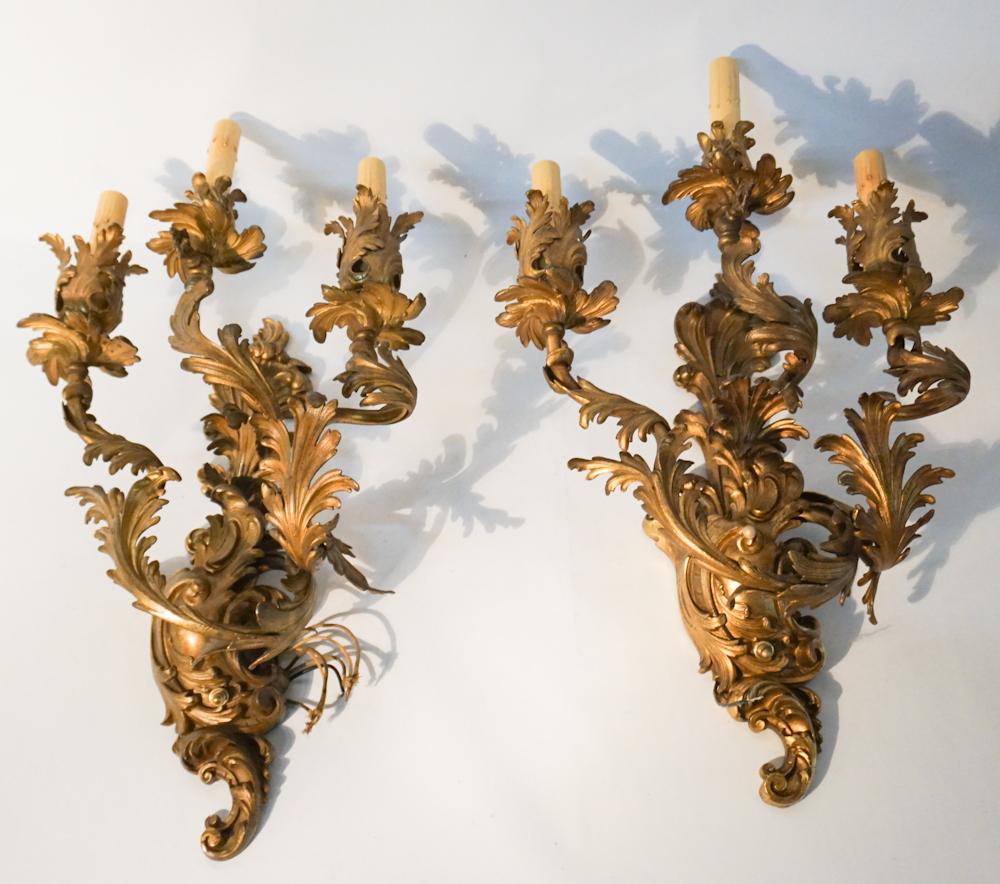 Pair Antique French Rococo Style GiltBronzeSconces (1 of 1)