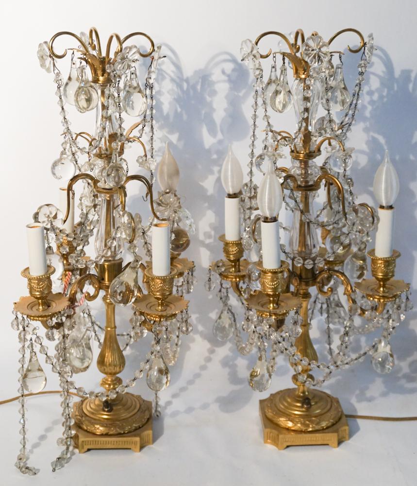 Classical Style Gilt Bronze & Crystal Candelabra (1 of 2)