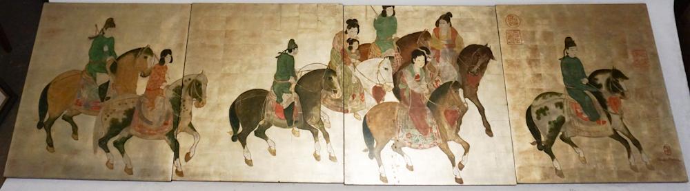 Chinese Mid Century Gilt & Painted Wall Panels (1 of 4)
