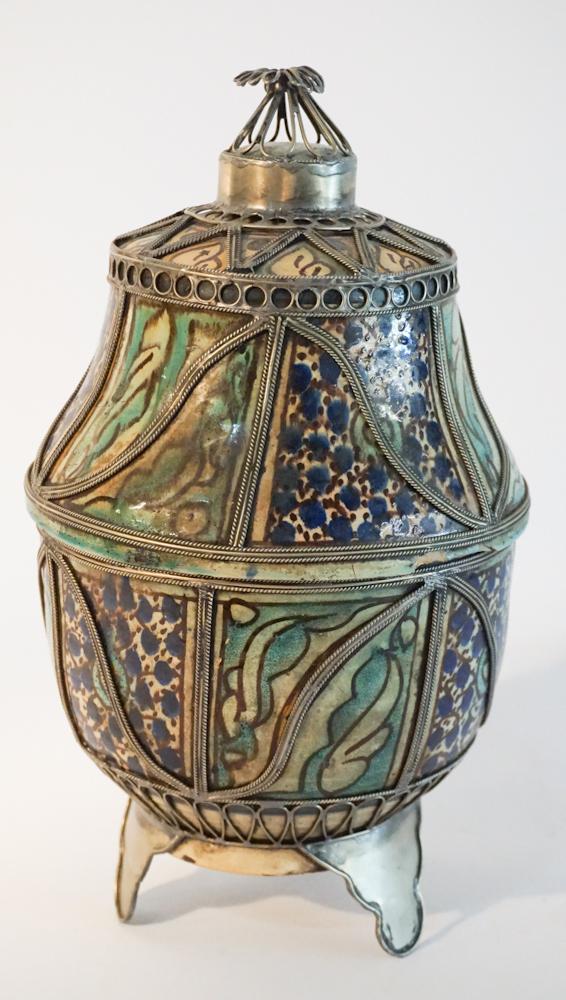 Persian Silver Bound Earthenware Pottery Jar (1 of 5)
