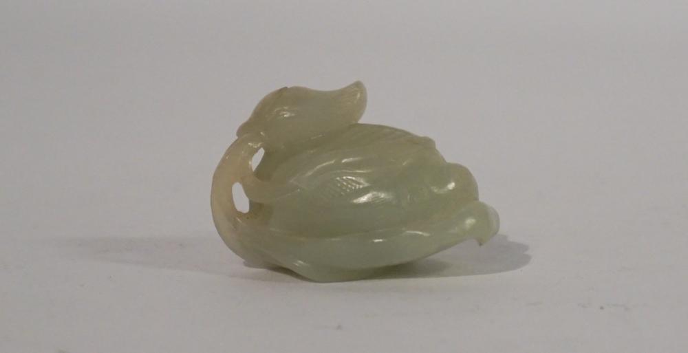 Antique Chinese Carved Jade Duck On Lotus Leaf (1 of 4)