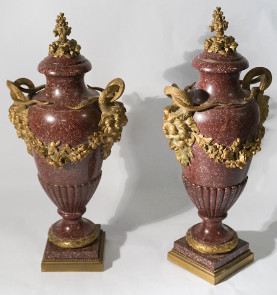 Excellent Pair French Empire Neoclassical Urns (1 of 12)