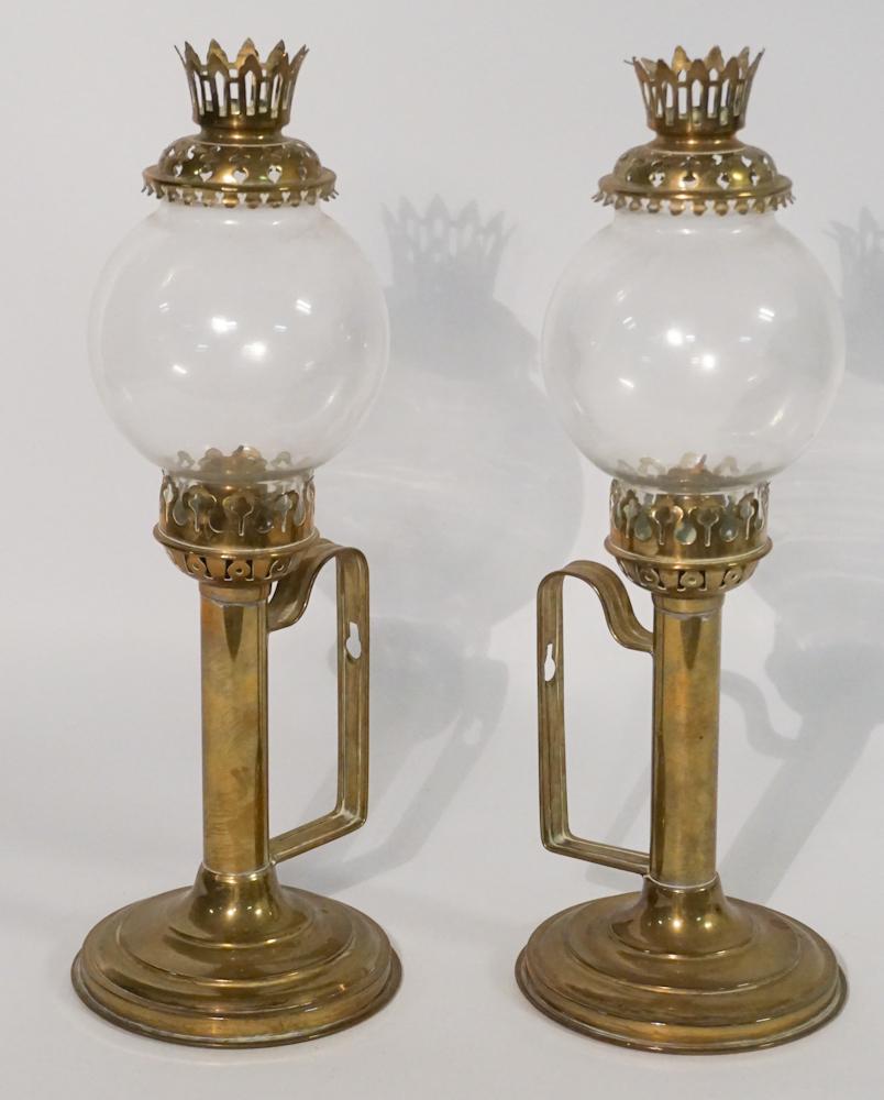 Pair George III Style Glass & Brass Candlesticks (1 of 2)