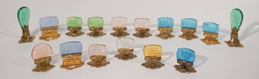 Set Art Deco Bohemian Glass Place Card Holders (1 of 3)