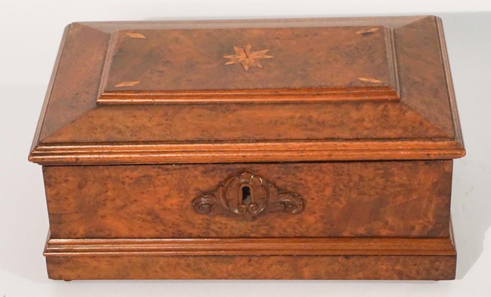 Walnut Regency Inlaid Table Top Valuables Box (1 of 4)