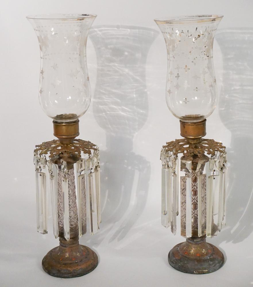 Good Pair Neoclassical Glass Candlesticks (1 of 2)