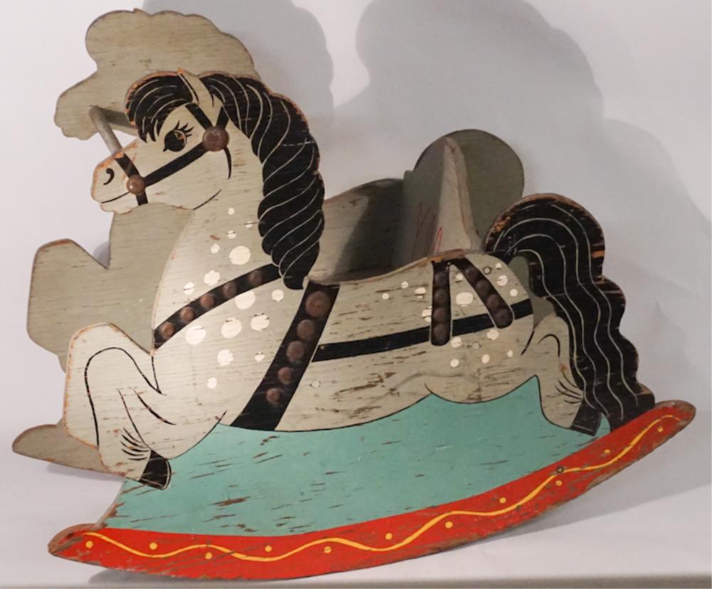 Antique Hand Painted Wood Childs Rocking Horse (1 of 2)