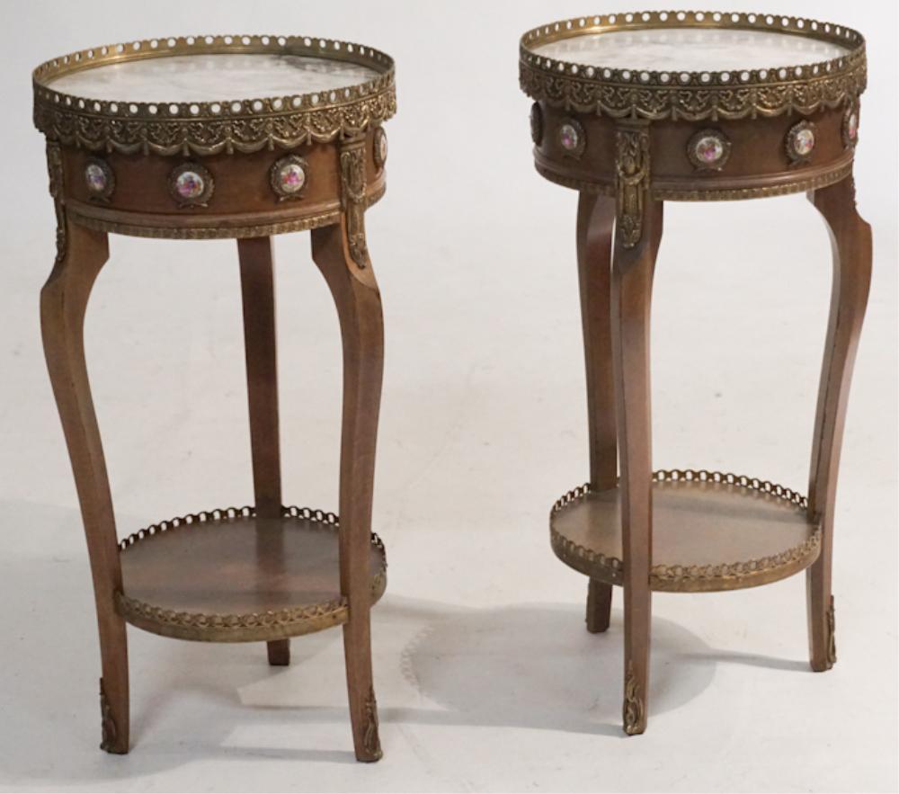 Pair French Marble Top & Ormolu Mounted SideTables (1 of 4)
