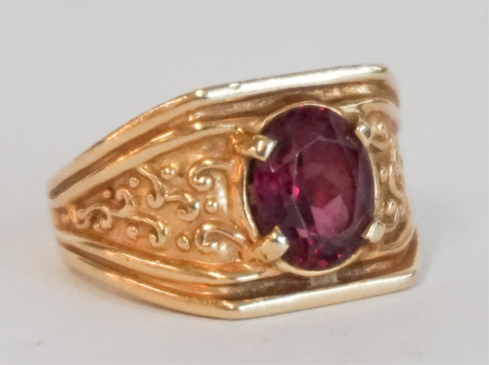 Charming 14k Gold & Ruby Gentleman's Ring (1 of 4)