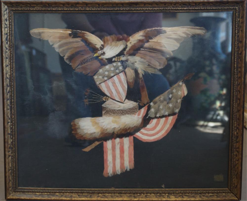 American Featherwork Eagle & Flag Picture (1 of 3)