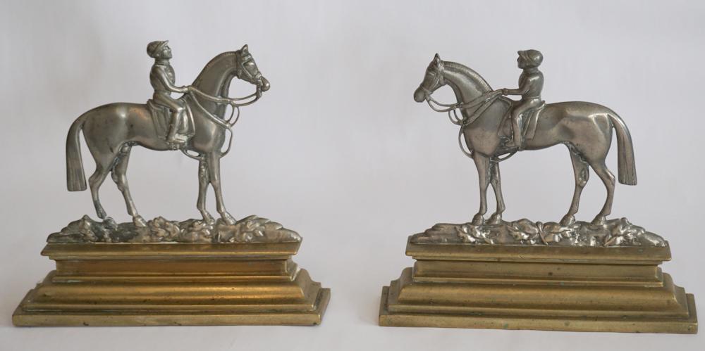 Pair Antique Pewter & Brass Sporting DoorStops (1 of 2)