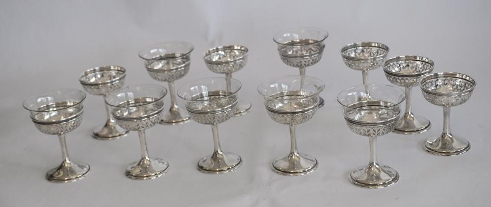 Set 12 Gorham Sterling Silver & Glass Dessert Cups (1 of 2)