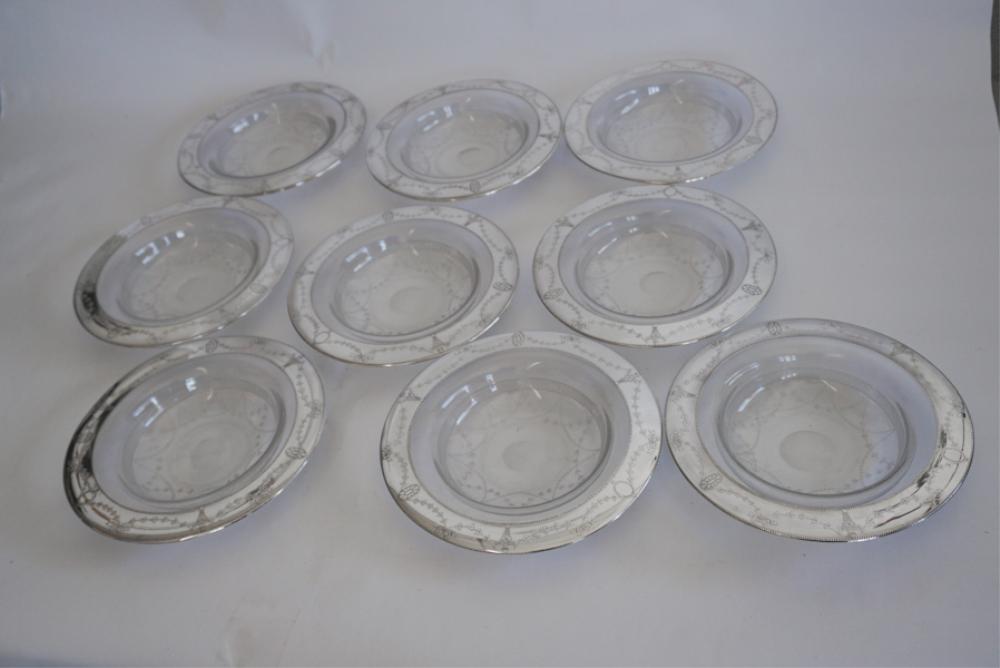 Set Antique Sterling Over Blown Glass Soup Bowls (1 of 3)