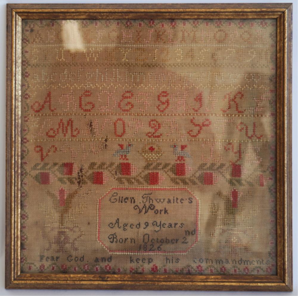 American Girlhood Needlepoint Sampler Dated 1826 (1 of 3)