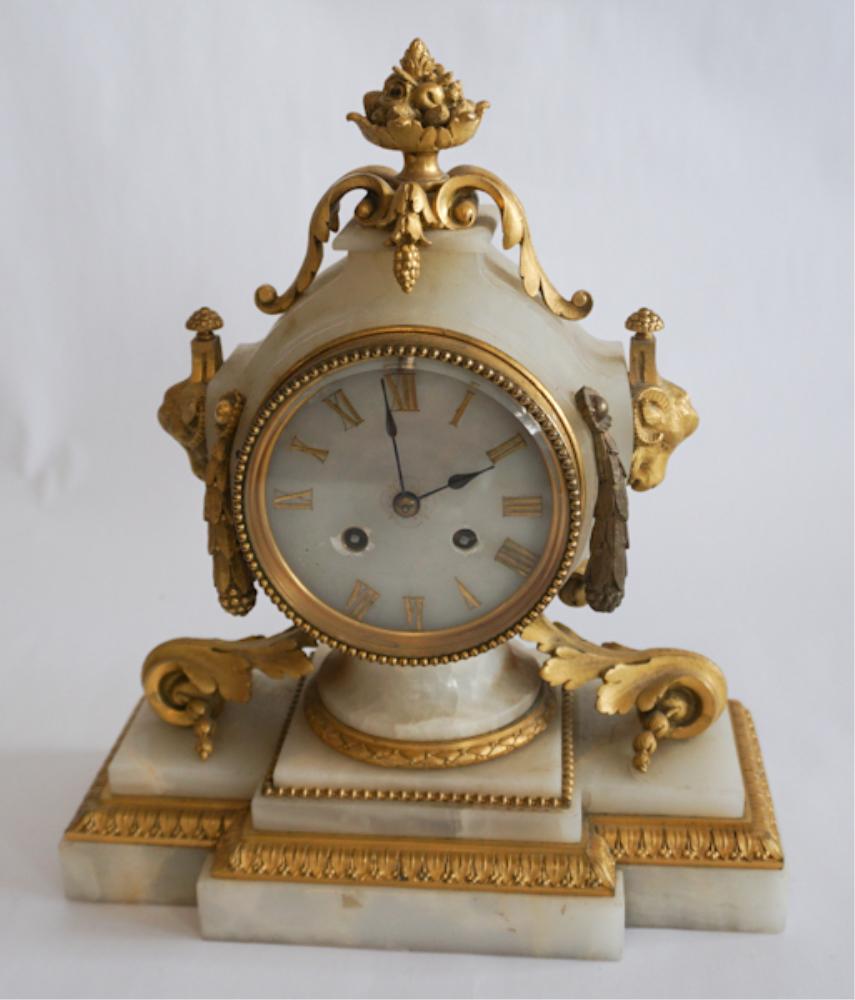 French Classical Marble & Bronze Mantle Clock (1 of 5)