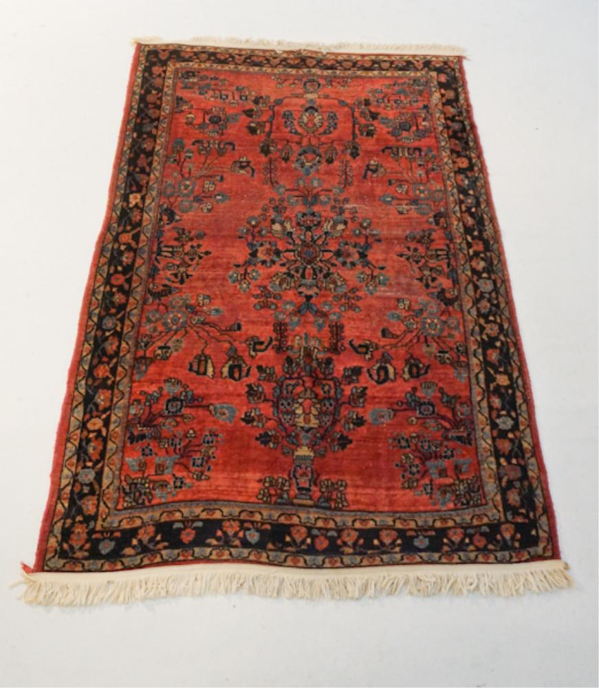 Antique Persian Carpet: Early to mid 20th century. Having nice colors and bold pattern. Some slight wear consistent with age. L79" W51"