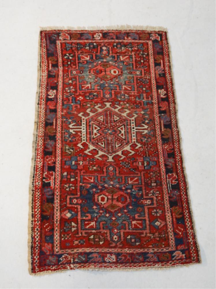 Antique Persian Tribal Carpet: Early 20th century. Having nice bold colors and weaving. Some slight wear consistent with age. L47" W27"