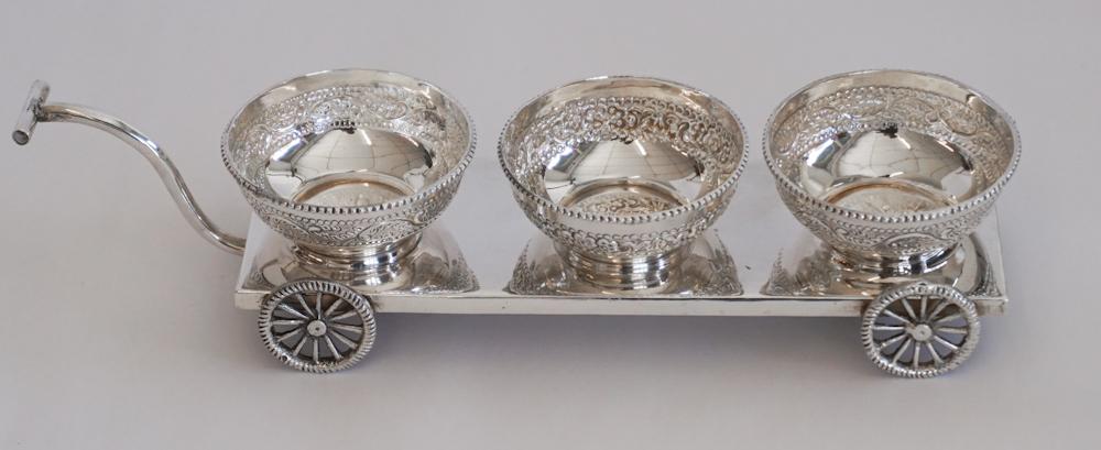 Charming Silver Plate Sauce or Condiment Cart (1 of 3)
