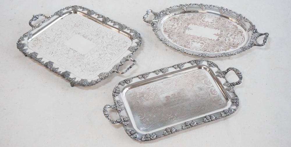 Three Antique Sheffield Plate Serving Trays (1 of 4)