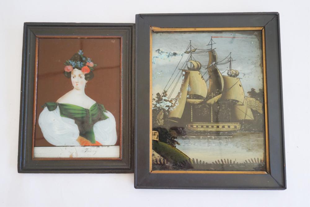 Two Antique Reverse Paintings on Glass (1 of 1)