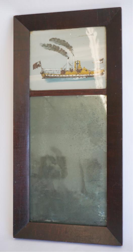 Classical Mahogany & Reverse Painted Glass Mirror (1 of 3)