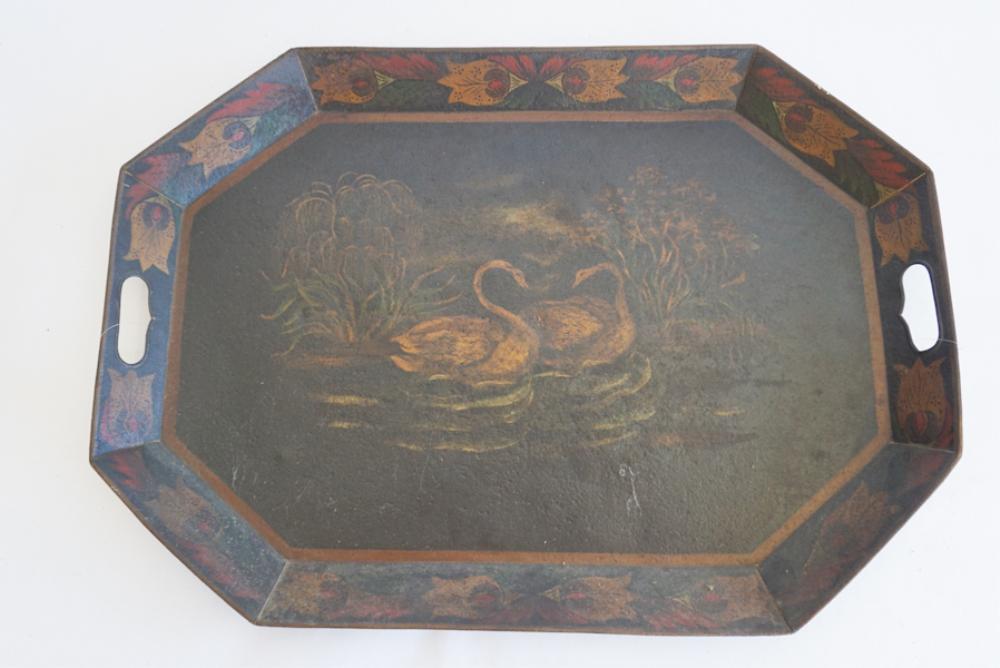 Antique Tole Painted Serving Tray (1 of 3)