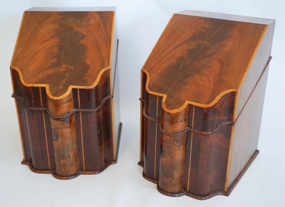 Pair George III Inlaid Mahogany Knife Boxes (1 of 4)