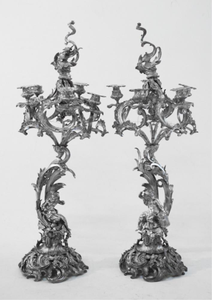 Pair Continental Rococo Five Light Candelabra (1 of 17)