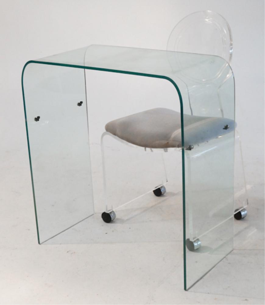 Charming Mid Century Glass Desk & Lucite Chair (1 of 2)