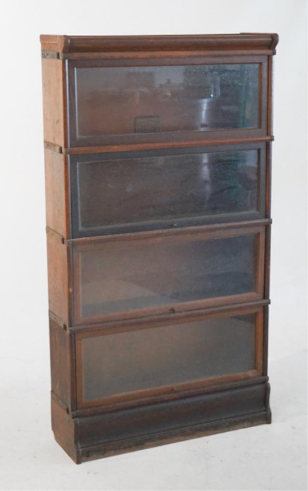 Arts & Crafts Period Oak Glass Front Bookcase (1 of 3)