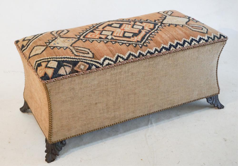 Charming Tribal Carpet Upholstered Ottoman (1 of 2)