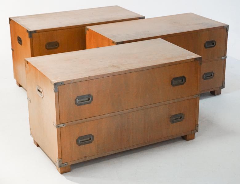 Set Three Baker Campaign Style Mahogany Cabinets (1 of 3)